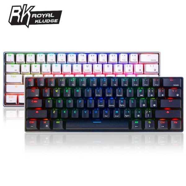 Ergonomic Bluetooth Wired Dual Mode 60% RGB Mechanical Gaming Keyboard
