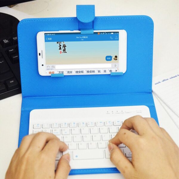 Portable Bluetooth Keyboard Case Mobile Phone Wireless Keyboard PU Leather Protective Cover for 4.5inch-6.8inch Smart Phone 2 Keyboard Case Mobile Phone Wireless Keyboard PU Leather