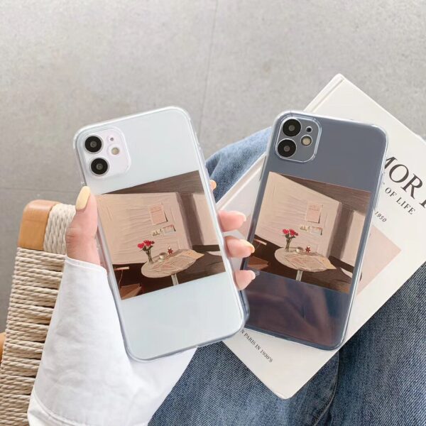 INS simple retro design small flower oil painting fresh phone case