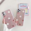 INS cute minimalist cherry small daisy pink plaid phone case