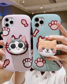 Cute Cartoon Cat And Dog Paw Phone Case For IPhone 11 Pro XS Max XR X 7 8 6 Plus Simple Bracket Small Waist Silicone Back Cover