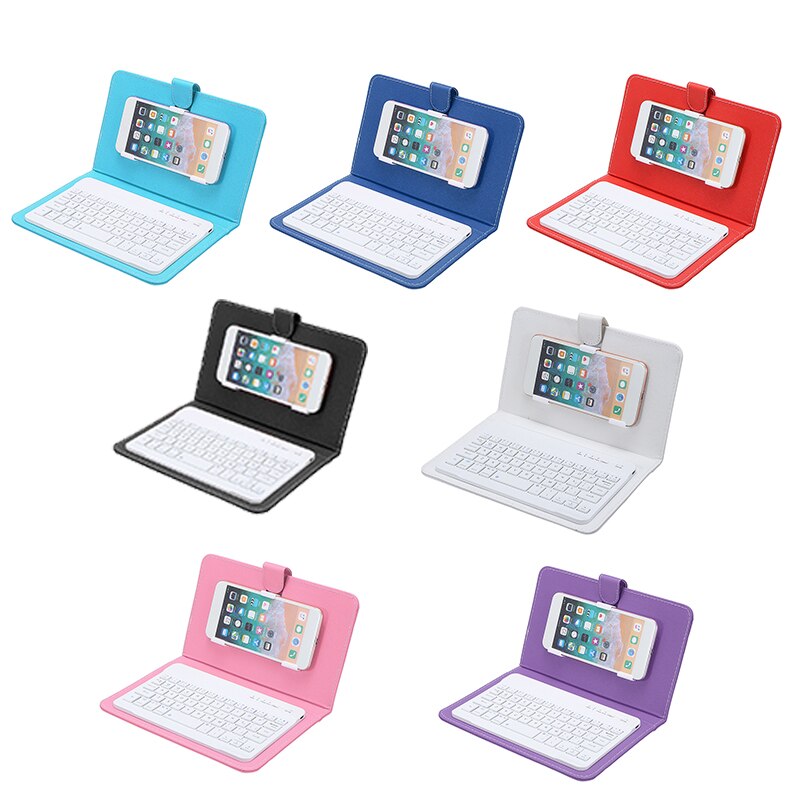 Mini Portable PU Leather Wireless Keyboard for iPhone Android