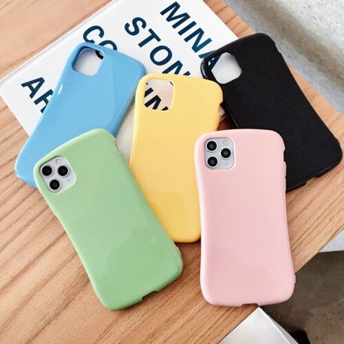Glossy small waist phone silicone case For iphone 11 Pro XS MAX X XR 6 6S 7 8 plus shockproof soft green pink blue cover funda