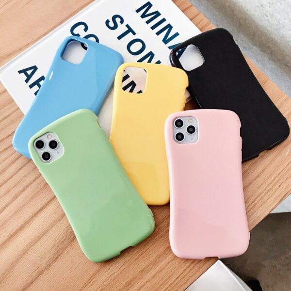 Glossy small waist phone silicone case For iphone 11 Pro XS MAX X XR 6 6S 7 8 plus shockproof soft green pink blue cover funda