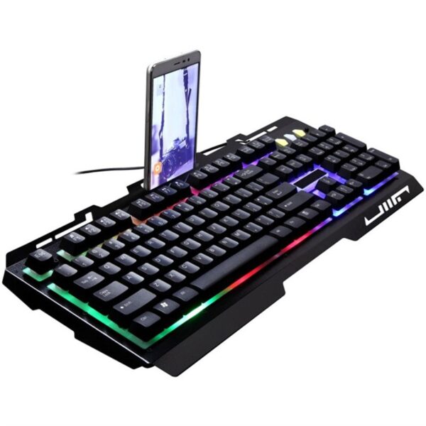 Mechanical Gaming Keyboard With Phone Holder For Xiaomi Hand Metal Backlit Keyboard USB Wired Mobile Phone Bracket For Laptop PC 1 Mechanical Gaming Keyboard with Phone Holder & Customizable Backlighting – Perfect for Gamers and Professionals