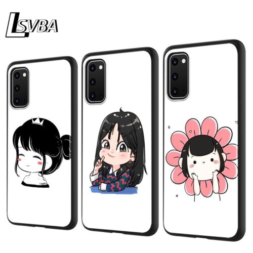 Cute Cartoon Small Girl Silicone Phone Cover For Samsung Galaxy S20 Ultra Plus A01 A11 A21 A31 A41 A51 A71 A91 Phone Case