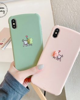 From Jenny Draw a small dinosaur for iPhone 11 Pro x xr xs max 6 6s 7 8 Plus solid color stereo phone TPU protection soft shell
