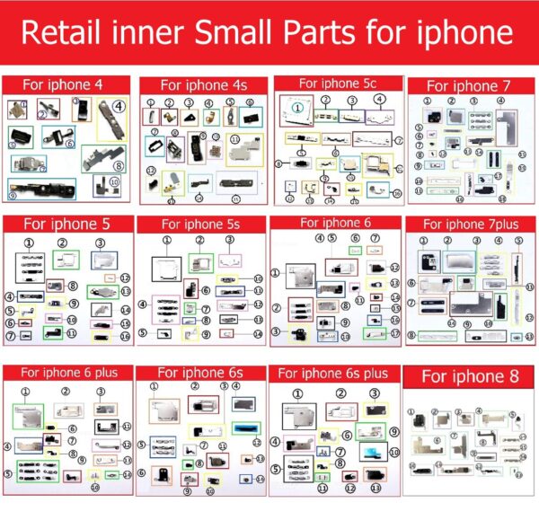 Retail inner Small Metal iron parts For iPhone 4 4s 5 5c 5s 6 6s 7 plus Small holder bracket shield plate set kit phone parts