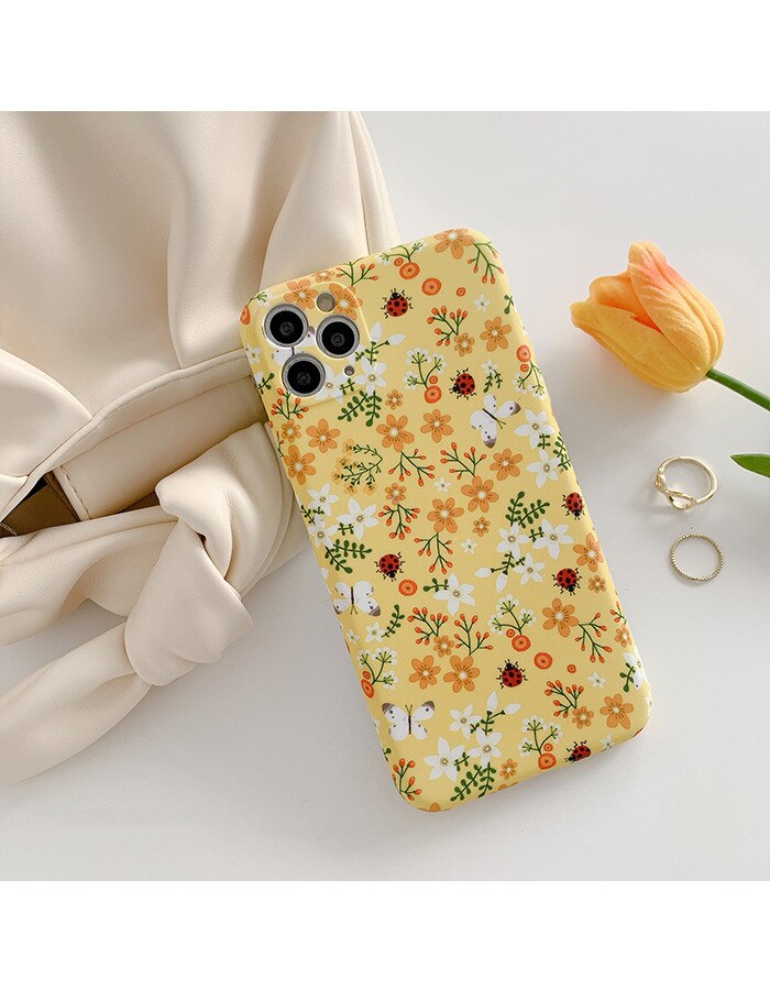 Small yellow flower for iPhone 11Pro / Max anti-fall X / XS / XR mobile phone case 7p / 8plus silicone protective sleeve