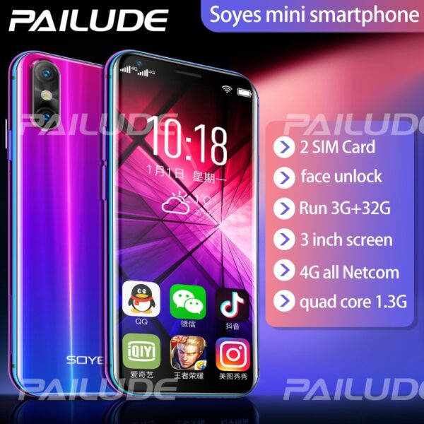 SOYES XS small mini 4G smartphone mobile phone mini android phone Unlock Dual sim Face ID Comparable iphone xs 2 SOYES XS Mini 4G Smartphone – Compact Powerhouse with 5MP Camera & Dual SIM