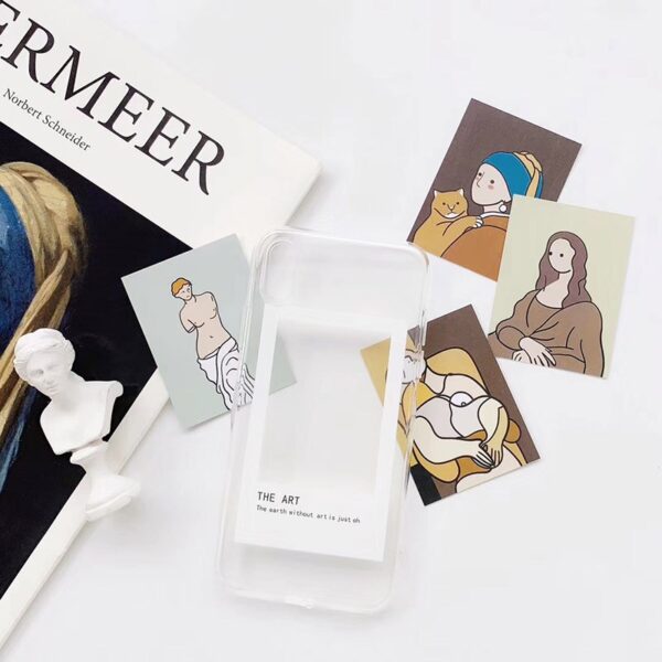 Oil painting card clear TPU phone Case For iphone 11 XS Max XR 7 8plus Pro Max case for iphone 8 case 2020 Fashion back cover 3 iPhone Style with Oil Painting Card Clear TPU Phone Case
