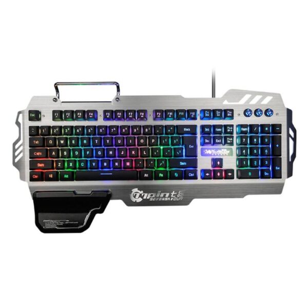 PK-900 Gaming Keyboard RGB Mixed Color Backlight 7pin Computer Keyboards with Mobile Phone Stand Holder for PC Laptop Desktop 3 PK-900 Gaming Keyboard RGB Mixed Color Backlight