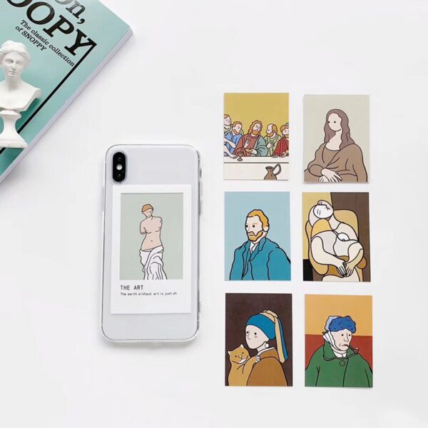 Oil painting card clear TPU phone Case For iphone 11 XS Max XR 7 8plus Pro Max case for iphone 8 case 2020 Fashion back cover 2 iPhone Style with Oil Painting Card Clear TPU Phone Case