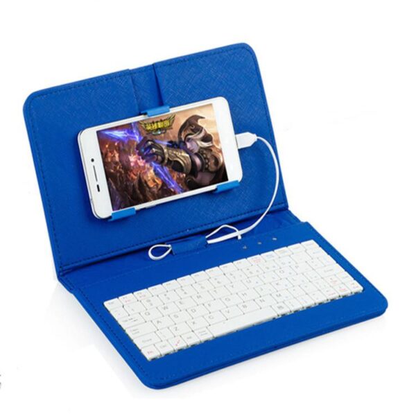 Portable PU Leather Wired Keyboard for Protective Mobile Phone Case with Keyboard for Redmi Huawei Smartphone Samsung Cover 3 Type Anywhere – Portable PU Leather Keyboard Case for Android Phones