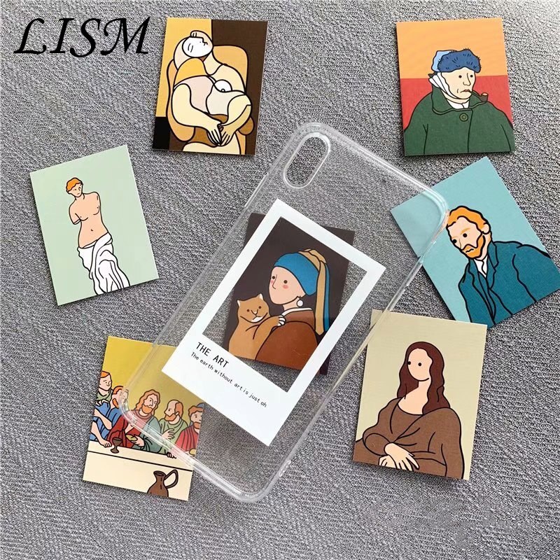 Oil painting card clear TPU phone Case For iphone 11 XS Max XR 7 8plus Pro Max case for iphone 8 case 2020 Fashion back cover