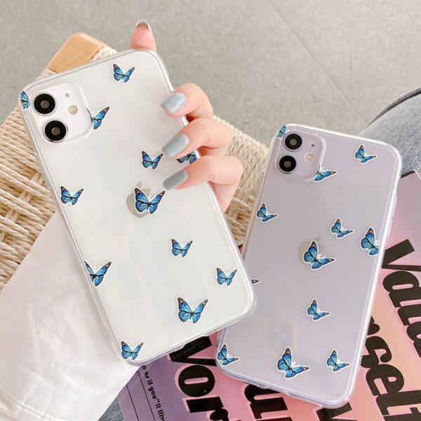 Cute small Blue Butterfly Shockproof Phone Case For iphone