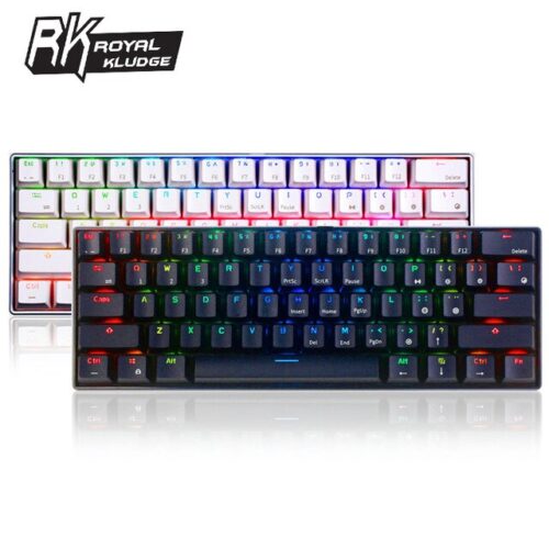 Ergonomic Bluetooth Wired Dual Mode 60% RGB Mechanical Gaming Keyboard
