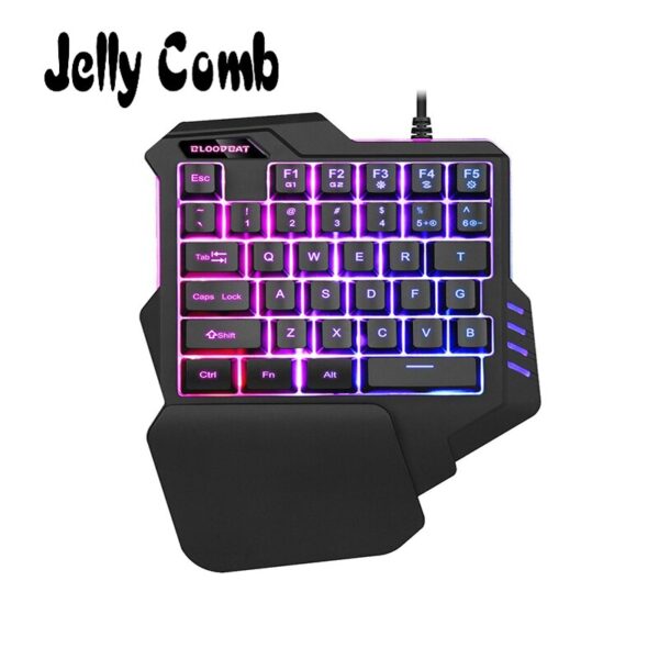 Jelly Comb Single Hand Keyboard Colorful RGB Poor Light Non Mechanics Notebook Computer Game Keyboard for Gaming Jelly Comb Single-Hand RGB Gaming Keyboard with Macro Keys and Ergonomic Design for Comfortable, Fast Gameplay