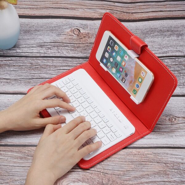 Mini Portable PU Leather Wireless Keyboard for iPhone Android