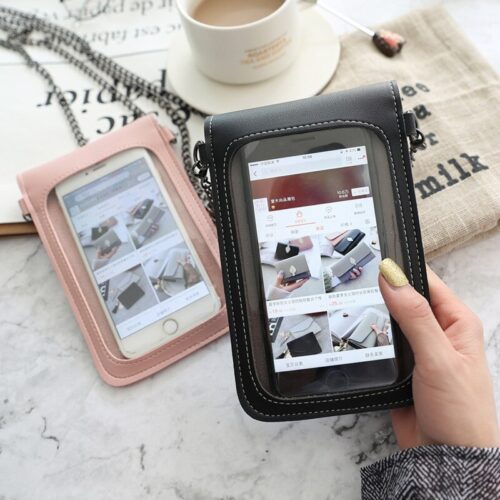 2020 New Solid Color Ladies Touch Screen Mobile Phone Bag Shoulder Messenger Bag Fashion Wild Small Bag