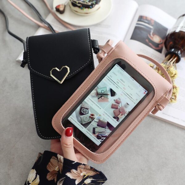 Fashion Touch Screen, Mobile Phone Purse, PU Leather Shoulder Bag