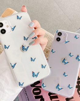 Cute small Blue Butterfly Shockproof Phone Case For iphone 11Pro Max 7 8 plus X XR XS Max Soft Silicone Transparent Back Cover