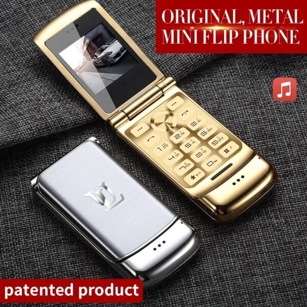 V9 Metal Mini Men's Business Flip Mobile Double Card Card Small Phone Personality Ultra-thin Pocket Reserve 2 Metal Mini Men's Business Flip Mobile - A Compact and Stylish Communication Companion