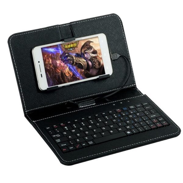 Portable PU Leather Wired Keyboard for Protective Mobile Phone Case with Keyboard for Redmi Huawei Smartphone Samsung Cover 1 Type Anywhere – Portable PU Leather Keyboard Case for Android Phones