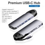 Boost Your MacBook Experience with the Ultimate 10-in-1 USB Hub: USB C to HDMI/VGA/RJ45 Thunderbolt 3 Adapter - Fast Charging, Versatile Connectivity