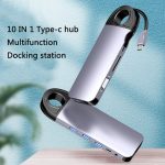 Boost Your MacBook Experience with the Ultimate 10-in-1 USB Hub: USB C to HDMI/VGA/RJ45 Thunderbolt 3 Adapter - Fast Charging, Versatile Connectivity