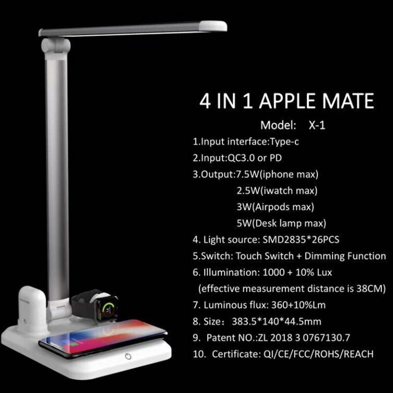 10W LED Lamp Light Table Desk LED Qi Wireless Charger