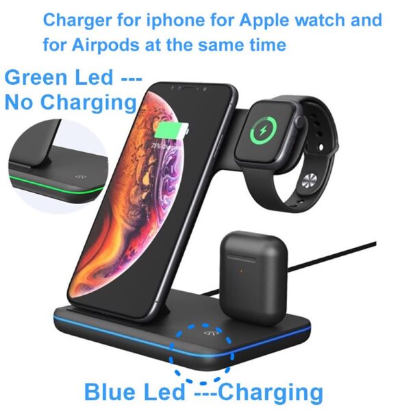 15W 3in1 Qi Wireless Charger Stand for iPhone 11 XS XR 15W 3in1 Qi Wireless Charger Stand for iPhone 11 XS XR