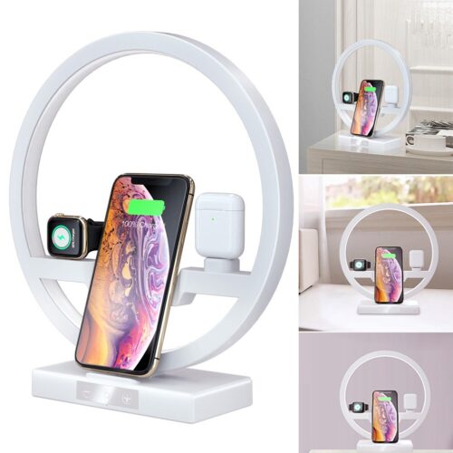 3 In 1 Table Desk Lamp Fast QI Wireless Charger Dock Station
