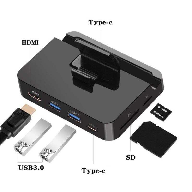 Adjustable USB Type C Phone Stand HUB Docking Station HDMI