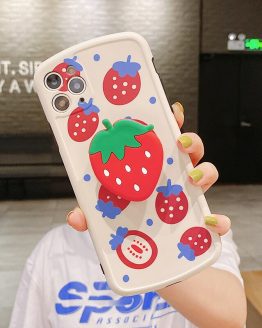 Case + stander For huawei P40 p30 p20 Cute Strawberry