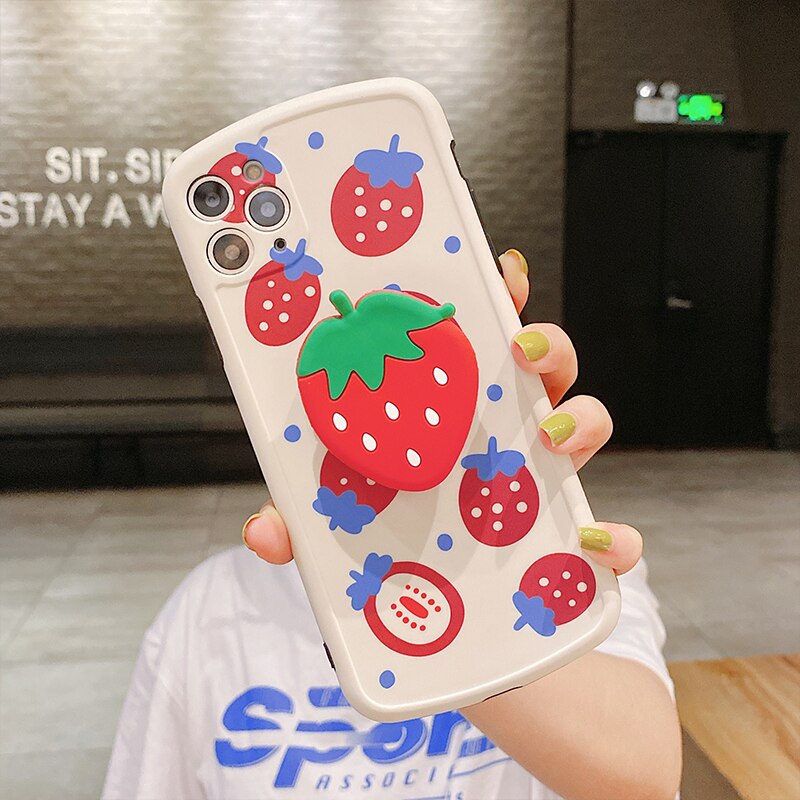 Case + stander For huawei P40 p30 p20 Cute Strawberry