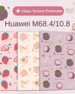 Cute Cartoon Fruit Painted Tablet Case for Huawei M6 10.8-Inch Cover M6 8.4-Inch Smart Stand Flip Case Silicone Protective Coque