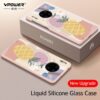 Fruit pineapple pattern Liquid silicone + Tempered Glass Case For Huawei Mate