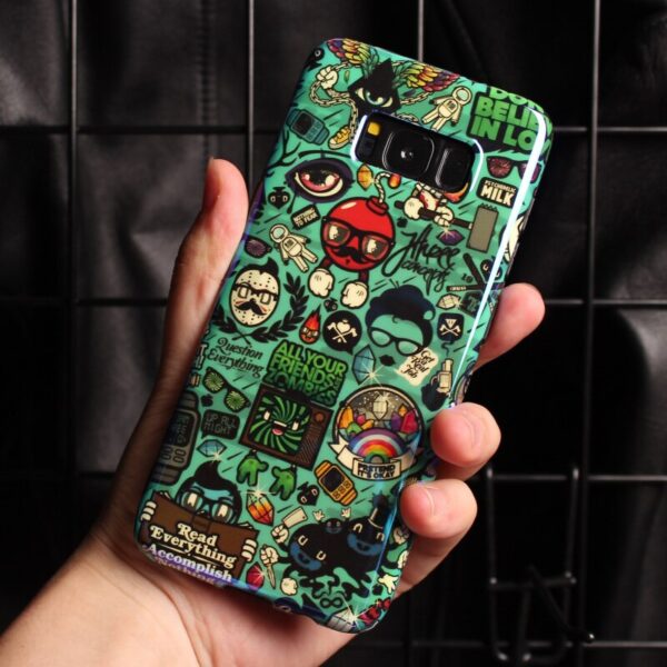 Green Funny doodle cartoon case For samsung galaxy s10