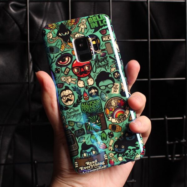 Green Funny doodle cartoon case For samsung galaxy s10