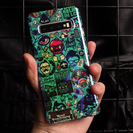 Green Funny doodle cartoon case For samsung galaxy s10