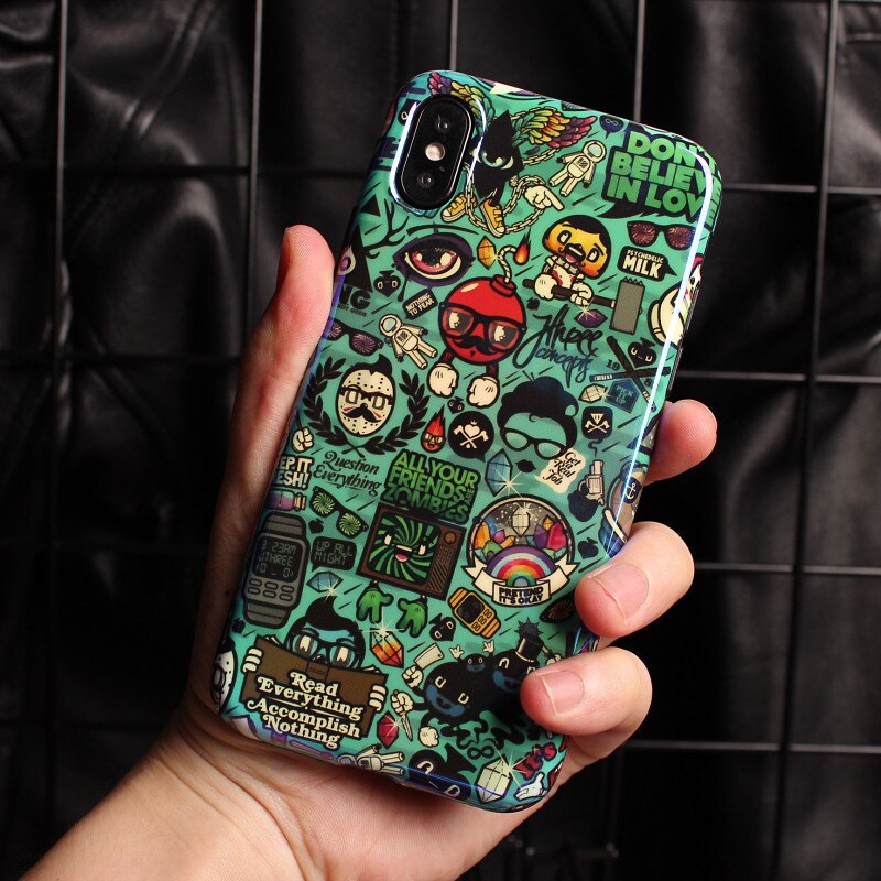 Green funny doodle cartoon case For iphone XS MAX