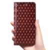 Grid Genuine Leather Flip Case For Apple iPhone 12 11 Pro
