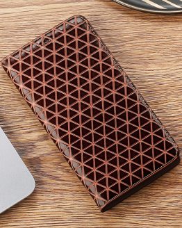Grid Texture Genuine Leather Case For Apple iPhone