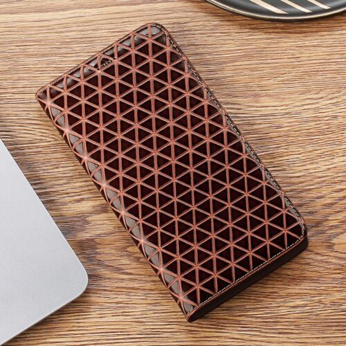 Grid Texture Genuine Leather Case For Apple iPhone