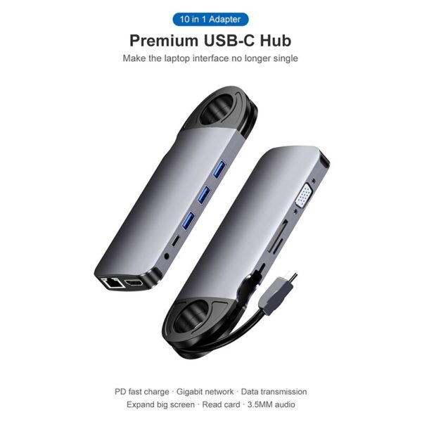 HDMI/VGA/RJ45 Adapter Type-c USB 3.0 Hub PC Mobile Phone