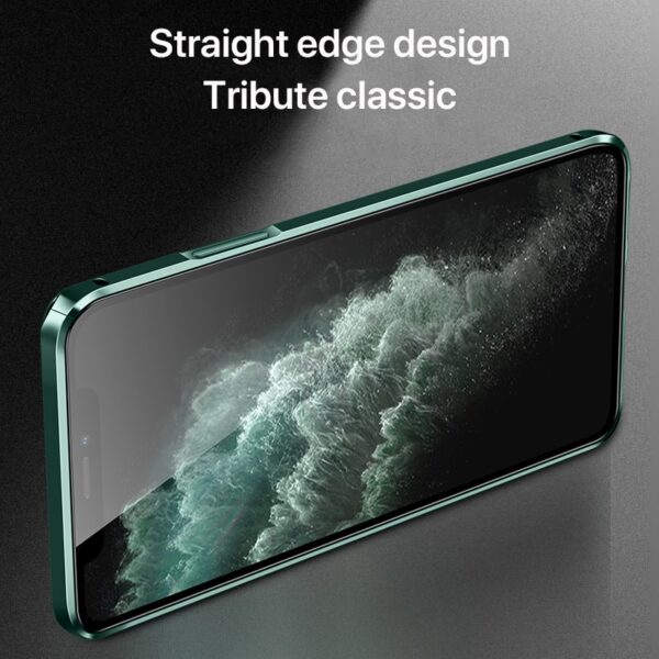 Luxury Square Metal Aluminumm bumper Case For iPhone 11 Pro MAX 12 Luxury Square Metal Aluminum Bumper Case for iPhone 11 Pro Max – Clear Glass Protection