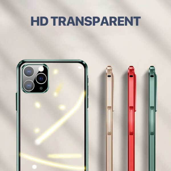 Luxury Square Metal Aluminumm bumper Case For iPhone 11 Pro MAX 12 Luxury Square Metal Aluminum Bumper Case for iPhone 11 Pro Max – Clear Glass Protection