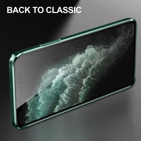 Metal Square Bumper Clear Tempered Glass Case for IPhone 11 Metal Square Bumper Clear Tempered Glass Case for IPhone 11