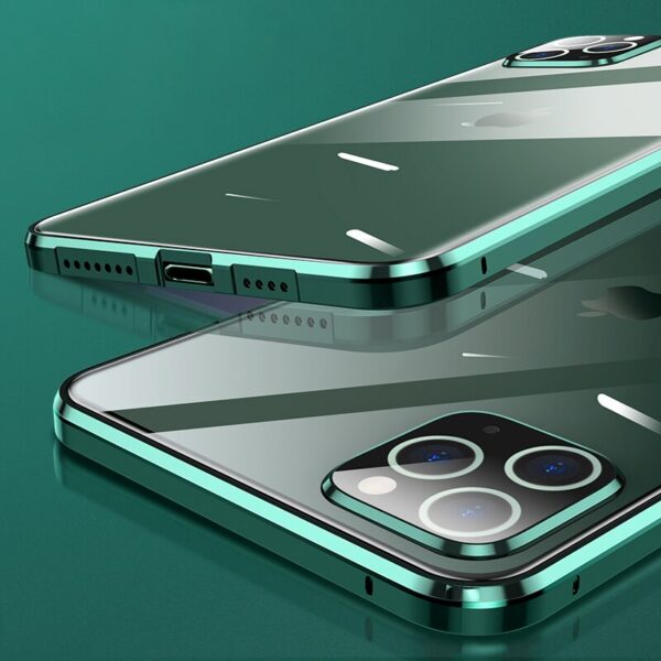 Metal Square Bumper Clear Tempered Glass Case for IPhone 11 Metal Square Bumper Clear Tempered Glass Case for IPhone 11